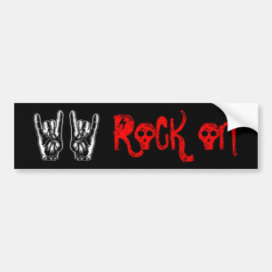 Rock on, horns up bumper sticker