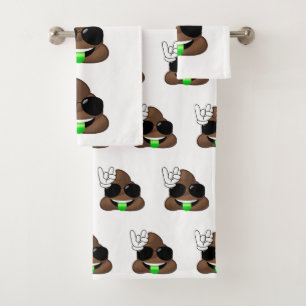 Rock On Poop Emoji Bathroom Towel Set