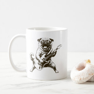 Rock On Pug Crazy Electric Guitar Player Coffee Mug