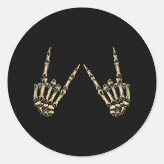 Rock On Rock And Roll Skeleton Hands - For Concert Classic Round Sticker