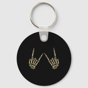 Rock On Rock And Roll Skeleton Hands - For Concert Key Ring