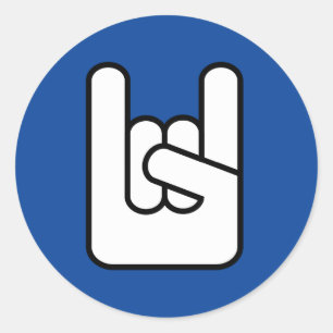 rock on rock hand blue icon sticker