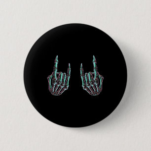 Rock On Rock Star Skeleton Hands - Concert Band Gr 6 Cm Round Badge