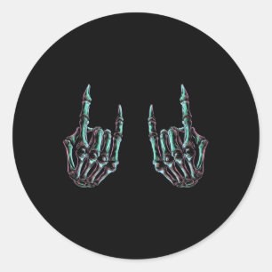 Rock On Rock Star Skeleton Hands - Concert Band Gr Classic Round Sticker