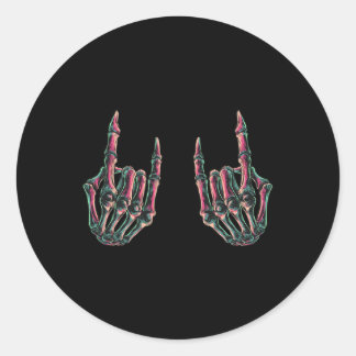 Rock On Rock Star Skeleton Hands - Concert Bynd Gr Classic Round Sticker