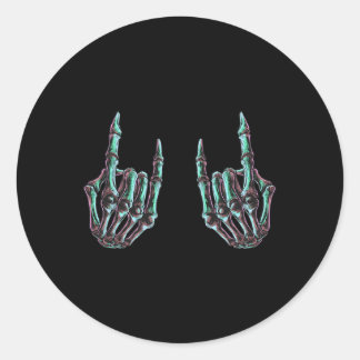 Rock On Rock Star Skeleton Hands - Concert Bynd Gr Classic Round Sticker