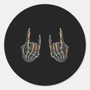 Rock On Rock Star Skeleton Hands - Concert Bynd Gr Classic Round Sticker