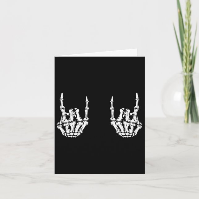 Rock On Rock Star Skeleton Hands Rocker Fun Hallow Card (Front)