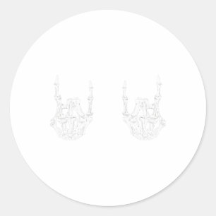 Rock On Rock Star Skeleton Hands Rocker Fun Hallow Classic Round Sticker