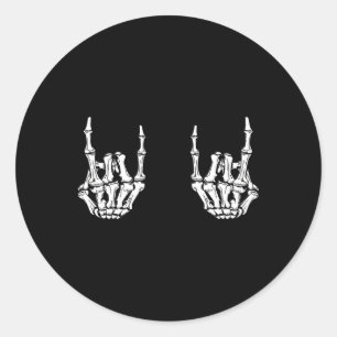 Rock On Rock Star Skeleton Hands Rocker Fun Hallow Classic Round Sticker