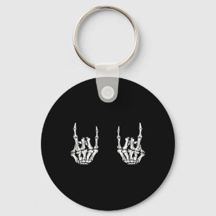 Rock On Rock Star Skeleton Hands Rocker Fun Hallow Key Ring