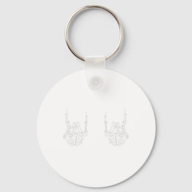 Rock On Rock Star Skeleton Hands Rocker Fun Hallow Key Ring (Front)