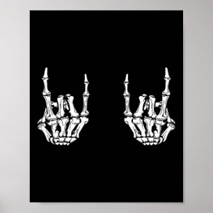 Rock On Rock Star Skeleton Hands Rocker Fun Hallow Poster