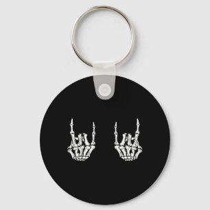 Rock On Rock Star Skeleton Hands Rocker Funny Key Ring