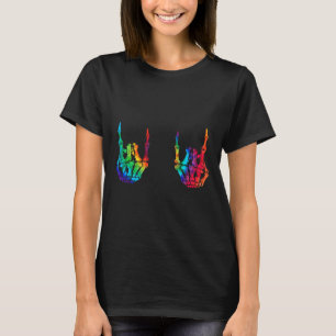 Rock On Rock Star Skeleton Hands Rocker Halloween T-Shirt