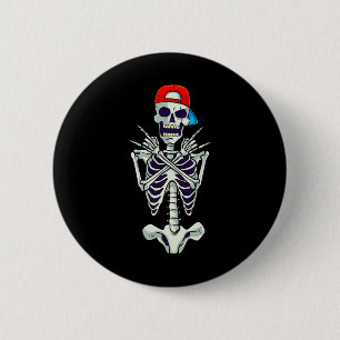 Rock On Rocker Skeleton Hands Costume Funny Hallow 6 Cm Round Badge