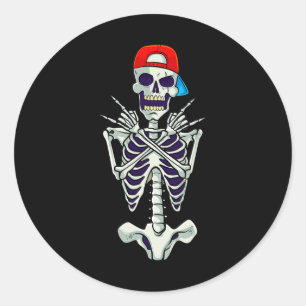 Rock On Rocker Skeleton Hands Costume Funny Hallow Classic Round Sticker