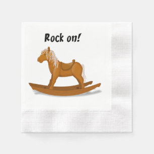 Rock On Rocking Horse Cute Kids Cartoon Art Napkin