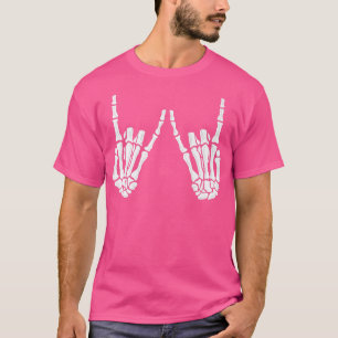 Rock On Skeleton Hand Gestures - Hard Rock On Skel T-Shirt