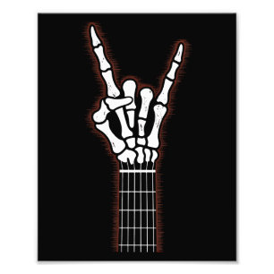 Rock On Skeleton Hand Guitar Gifts Photo Print