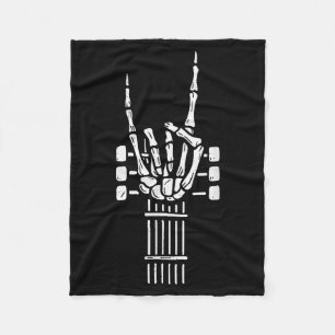 Rock On Skeleton Hand Guitar Guitarist Funny Music Fleece Blanket