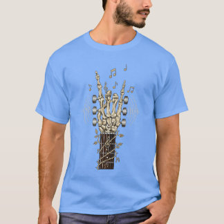 Rock On Skeleton Hand Guitar Men Women ee Rock Ban T-Shirt