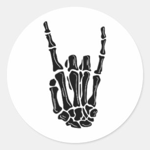 Rock On Skeleton Hand Halloween Classic Round Sticker