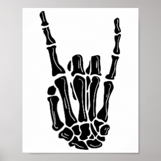 Rock On Skeleton Hand Halloween  Poster (Front)