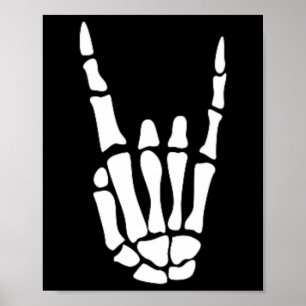 Rock On Skeleton Hand Sign - Minimalistic Hallowee