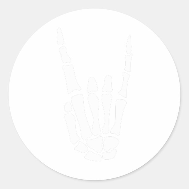 Rock On Skeleton Hand Sign - Minimalistic Hallowee Classic Round Sticker (Front)