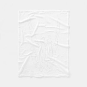 Rock On Skeleton Hand Sign - Minimalistic Hallowee Fleece Blanket