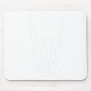 Rock On Skeleton Hand Sign - Minimalistic Hallowee Mouse Mat