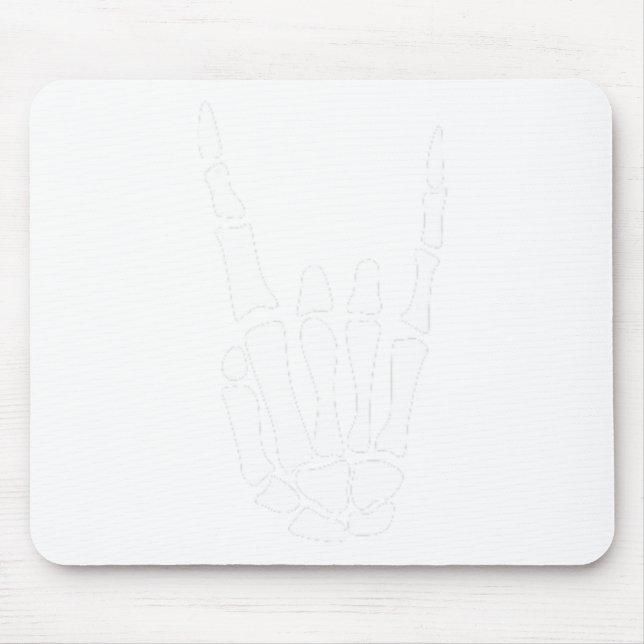 Rock On Skeleton Hand Sign - Minimalistic Hallowee Mouse Mat (Front)