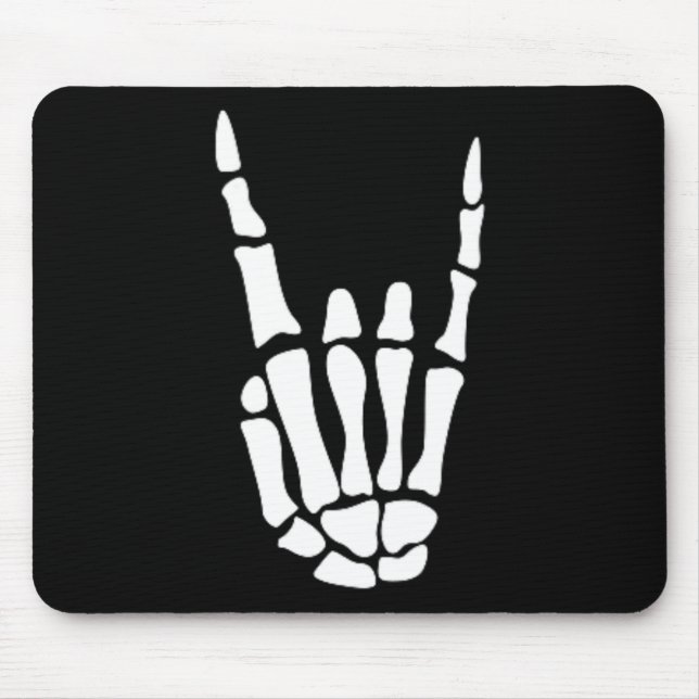 Rock On Skeleton Hand Sign - Minimalistic Hallowee Mouse Mat (Front)