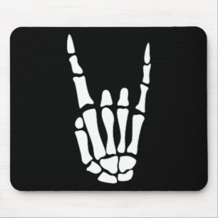 Rock On Skeleton Hand Sign - Minimalistic Hallowee Mouse Mat