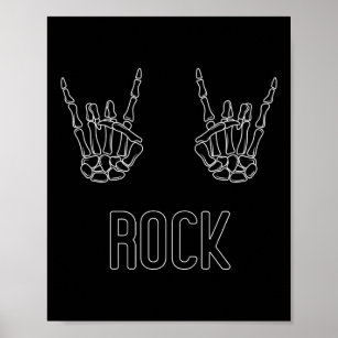 Rock on Skeleton Hands Poster