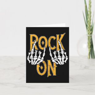 Rock On Skeleton Hands Rock And Roll Metal Concert Card