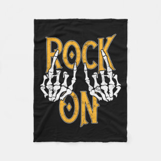 Rock On Skeleton Hands Rock And Roll Metal Concert Fleece Blanket