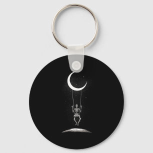 Rock On Skeleton Moon Band Tees - Rock And Roll Gr Key Ring