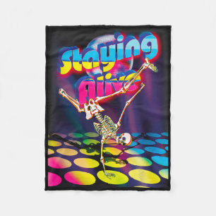 Rock On Skeleton Moon Bynd Tees - Rock And Roll Gr Fleece Blanket