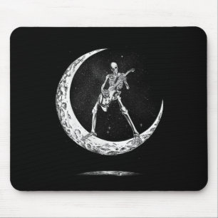Rock On Skeleton Moon Rock And Roll Funny Hallowee Mouse Mat