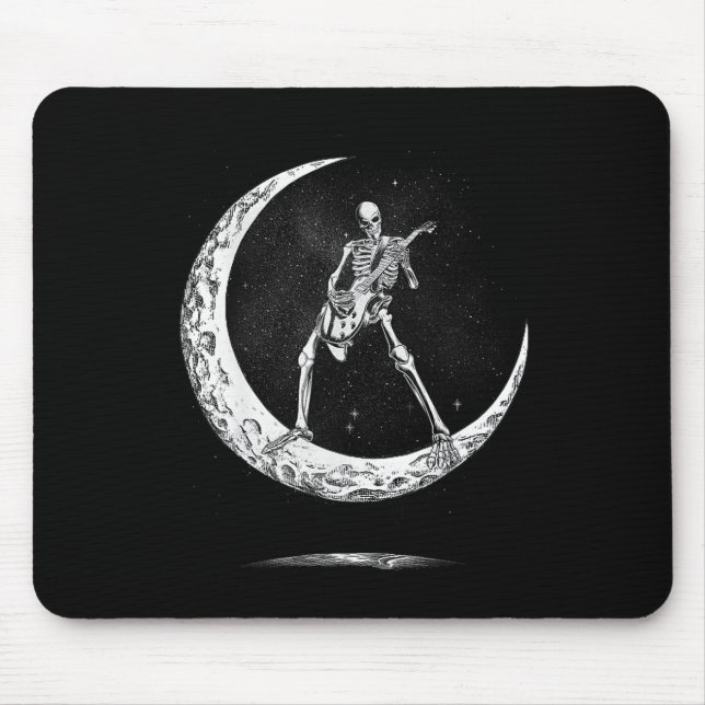 Rock On Skeleton Moon Rock And Roll Funny Hallowee Mouse Mat (Front)