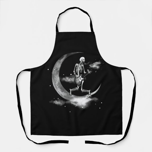Rock On Skeleton Moon Rock And Roll Performance Ha Apron (Front)