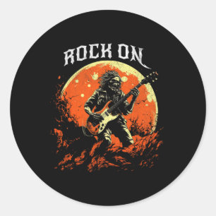 Rock On Skeleton Playing Guitar Rock And Roll Hall Classic Round Sticker