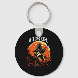 Rock On Skeleton Playing Guitar Rock And Roll Hall Key Ring
