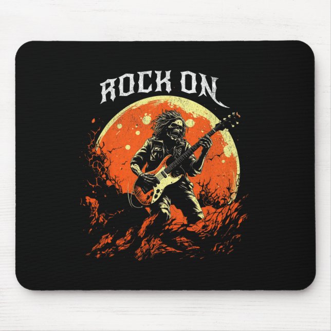 Rock On Skeleton Playing Guitar Rock And Roll Hall Mouse Mat (Front)