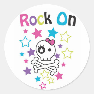 ROCK ON STICKER  SKULLS AND STARS