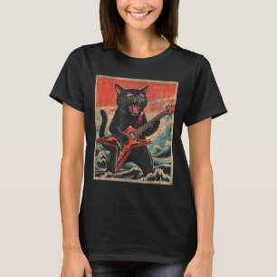 Rock On Vintage Guitarist Cat Cool Band Style Gift T-Shirt