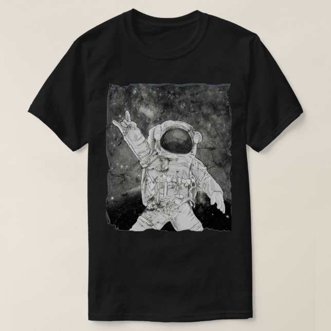 Rock On Vintage Space Astronaut T-Shirt (Design Front)