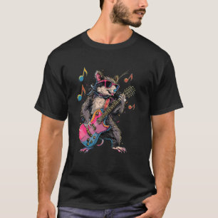 Rock Opossum Playing Guitar - Funny Guitar Opossum T-Shirt